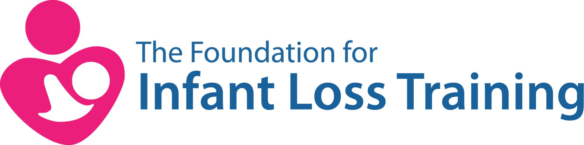 Foundation for Infant Loss Training logo featuring a pink parent and baby heart icon with blue text.